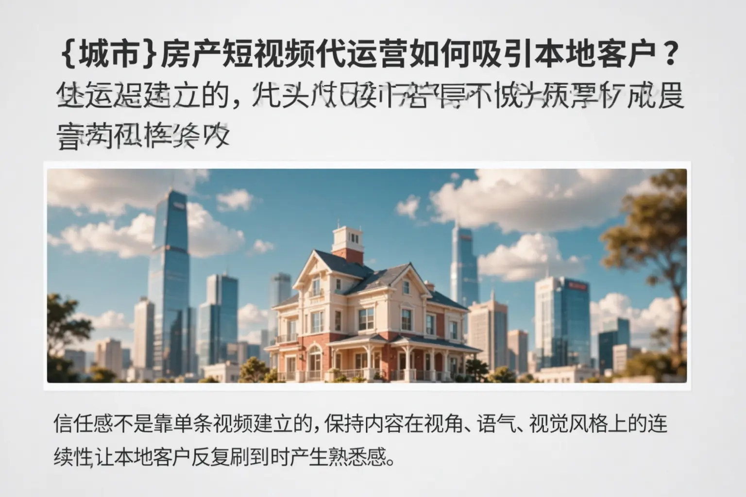 延寿房产短视频代运营如何吸引本地客户?